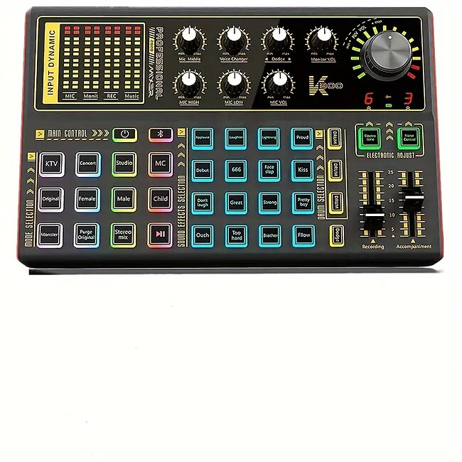 Professional Audio Mixer K300 Live Sound Card And Audio Interface Sound Board With Multiple DJ Mixer Effects Voice Changer And LED Light Prefect For #9755550