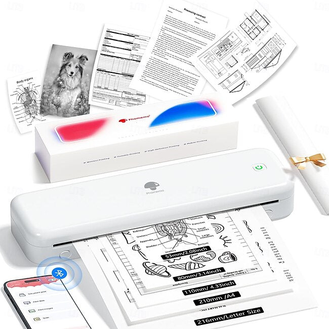 Phomemo M834 Portable Printer Wireless Bluetooth Thermal Printer Support Multi-Size Thermal Paper #13428076