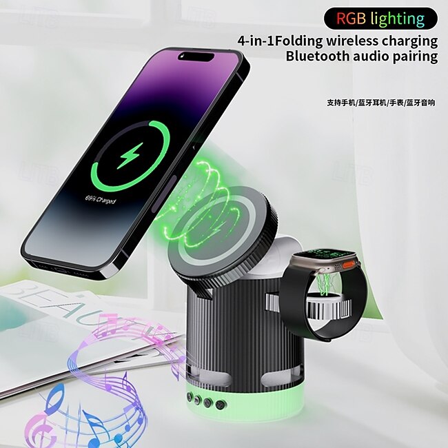 Psl Discount Village Wireless Charger 15 W Output Power 2 Port Wireless Charging Station Foldable Charging Station CE Certified Fast Wireless Charging MagSafe Magnetic For Compatible with any wireless charging enabled #19194181