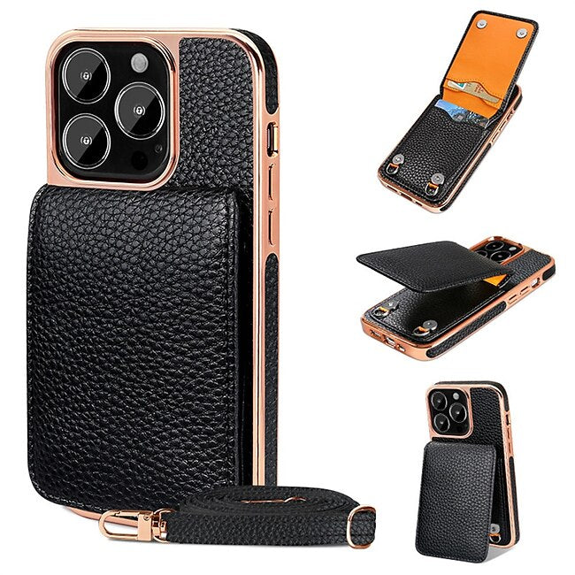 Psl Discount Village Wallet Case for iPhone 15 Pro Max 14 Pro Max Plus 13 Pro Max 13 12 11 SE 2022 X XR XS Max 8 7 – Magnetic Card Holder Flip Cover with Strap, Full Body Protective Bumper Design #9377818