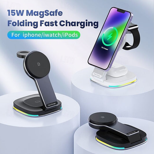 Psl Discount Village Wireless Charger Wireless Charging Station CE Certified Fast Wireless Charging 3 in 1 For Smart Watch Compatible with any wireless charging enabled devices AirPods 2 / AirPods Pro #16948163
