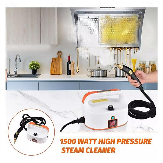 1500W Portable Handheld Steam Cleaner, High Temperature Pressurized Steam Cleaning Machine with Brush Heads #12957441