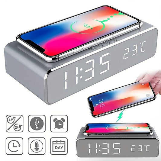 Psl Discount Village Wireless Charger Time Alarm Clock LED Digital Thermometer Earphone Phone Chargers Fast Charging Dock Station For IPhone 15 14 13 12 Samsung #9735450
