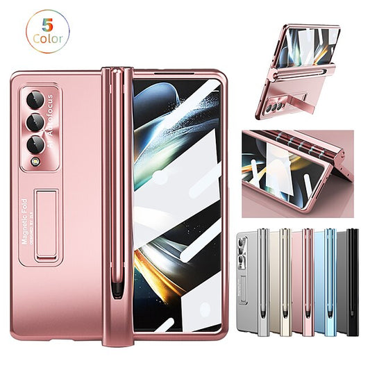 Psl Discount Village Phone Case For Samsung Galaxy Z Fold 5 Z Fold 4 Z Fold 3 Back Cover Camera Lens Protector Kickstand with S Pen Solid Colored Tempered Glass PC Metal #9389921