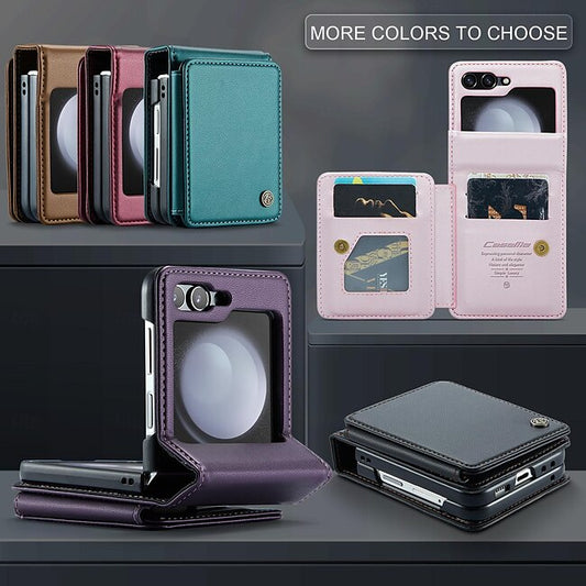 Phone Case For Z Flip 6 Z Flip 5 Wallet Case Full Body Protective Card Slot Retro TPU #11040179