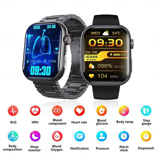 F100 Smart Watch Bluetooth Call 2.1inch Large Screen ECG HRV 24 Hrs Heart Rate Health Monitor SOS Men Women Smartwatch #13915158