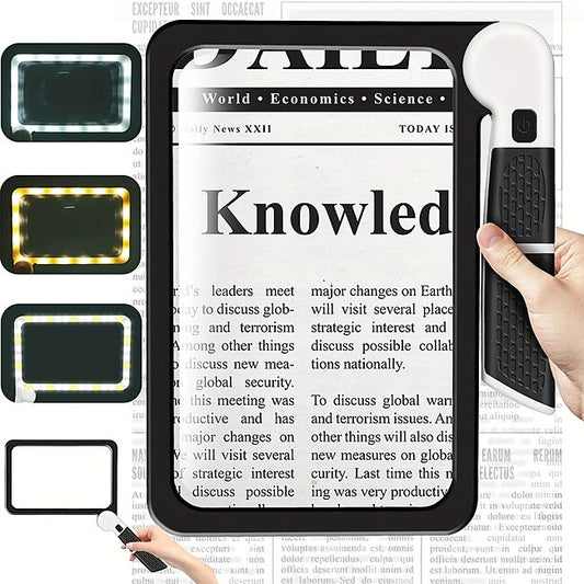 Full-Page 5X Magnifying Glass For Reading Large Folding Lighted Magnifier With 48 LED Lights (3Modes) Rectangular Handhold Magnify Lens Gifts For Seniors Reading Books Prints #9604794
