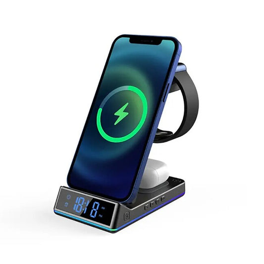 Psl Discount Village 5 In 1 15W Foldable Wireless Charger Stand RGB Dock LED Clock Fast Charging Station for iPhone Samsung Galaxy Watch 5/4 S22 S21 #9739529