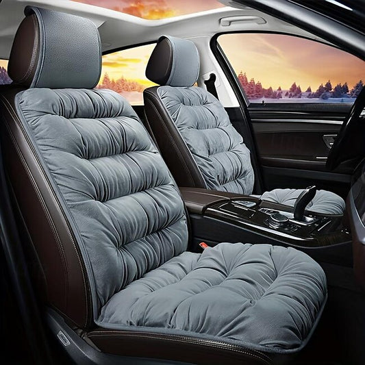 1 pc New Car Front Cushion Winter Plush Front Single Seat ThickenedWinter Car Universal With Backrest Car Cushion Universal Seat Cover #13317285