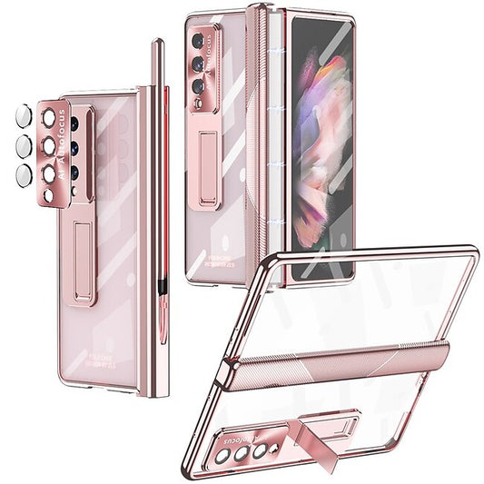 Psl Discount Village Phone Case For Samsung Galaxy Z Fold 5 Z Fold 4 Z Fold 3 Full Body Case and Screen Protector Full Body Protective Camera Lens Protector Transparent Tempered Glass PC Metal #9311639
