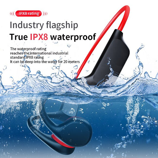 Bone Conduction Earphones Bluetooth Wireless IPX8 Waterproof MP3 Player Hifi Ear-hook Headphone With Mic & 32GB Memory Headset For Swimming #9490019