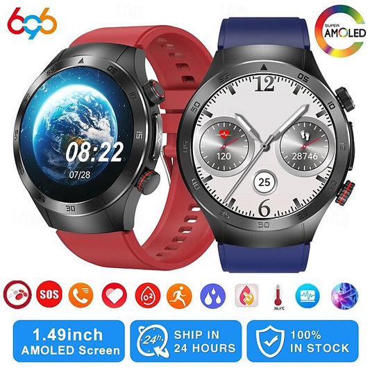 696 E800 Smart Watch 1.49 inch Smart Band Fitness Bracelet Bluetooth ECG+PPG Temperature Monitoring Pedometer Compatible with Android iOS Men Hands-Free Calls Message Reminder IP 67 46mm Watch Case #10786013