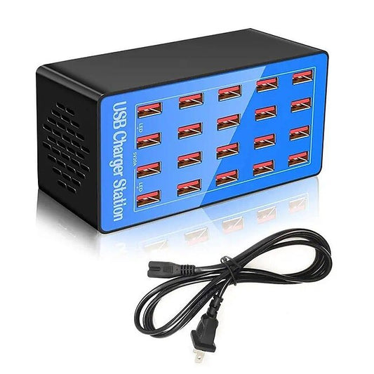Psl Discount Village USB Charger Station 100W5V20A 20-Port Fast Charging Socket Multi-port Multi-function Universal Fast Adapter for Multiple Devices Smart Mobile Phone Tablet Laptop Computer Camera Headphone #9604919