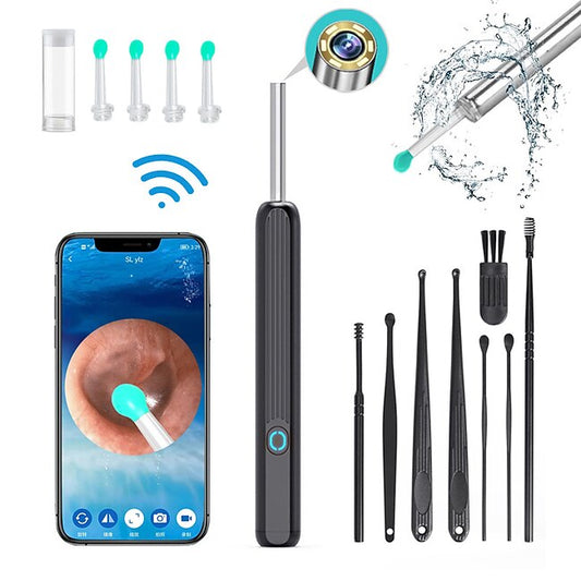 Rechargeable Ear Wax Removal Endoscope Kit with 5 Scoops, 8 Picks, and 1080P Camera, 1296P FHD Wireless Ear Otoscope with 6 LED 3.6mm Visual Ear Scope Camera #9434655