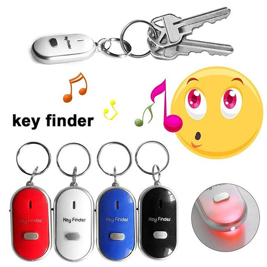 LED Whistle Key Finder Flashing Beeping Sound Control Alarm Anti-Lost Key Locator Finder Tracker with Key Ring #9565621