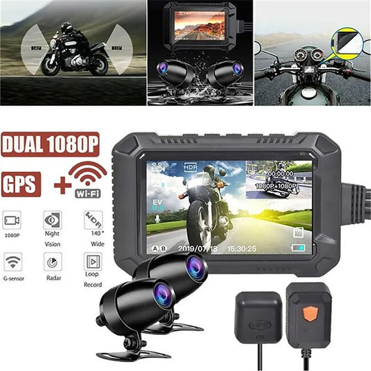 WiFi GPS Motorcycle DVR Dash Cam Full 1080P HD Front and Rear Dual Recording Motorcycle Driving Recorder Aterproof Motorbike Bike Motorcycle Camera #9693921