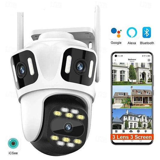 Three Lens PTZ IP Camera Outdoor HD Three Screen WiFi Security Camera Auto Tracking Wireless CCTV Camera #19920775