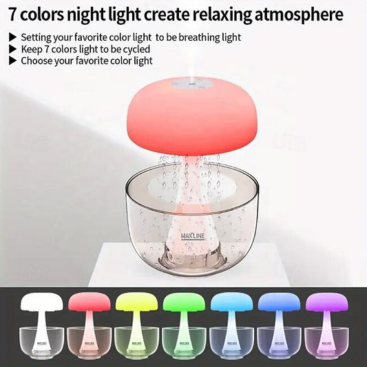 Sea Dragon Palace Jellyfish Shaped Ultrasonic Cool Mist Humidifier USB Powered with Cartridge Quiet White Noise Raindrop Effect Suitable for All Room Types #12204125