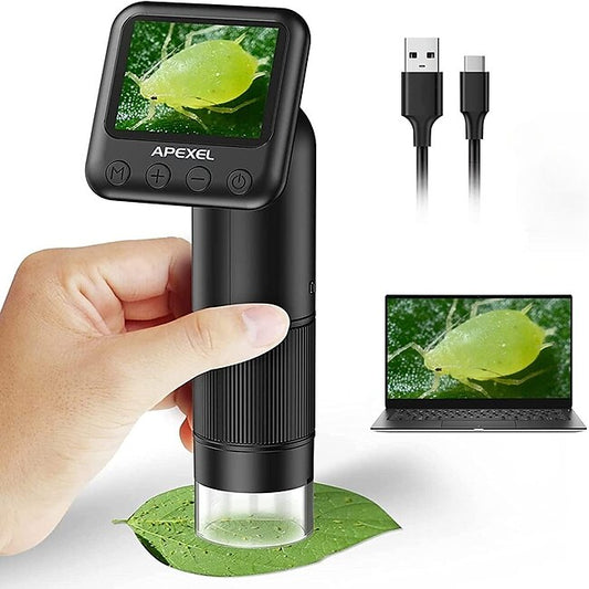 Handheld Digital Microscope with 2 LCD Screen 800X Pocket Portable Microscope for Kids with Adjustable Lights Coins Electronic Magnifier Camera #9588870