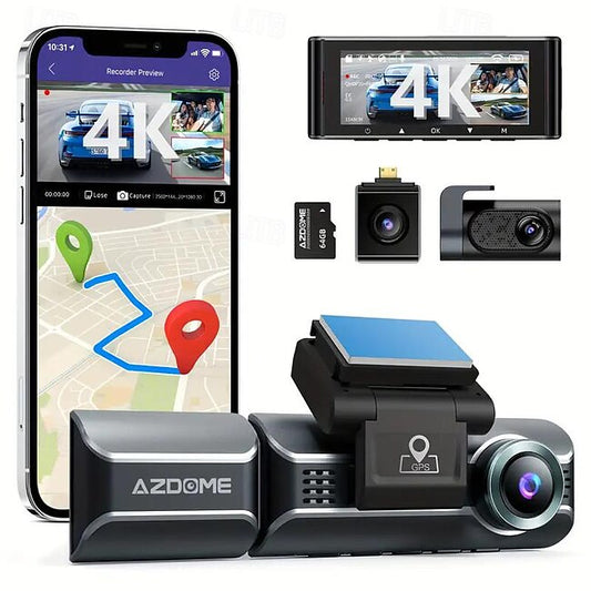 4K Ultra HD 3-Channel Car Recorder 2K1080P1080P inside front and rear 3.19-inch IPS screen Super Night Vision Built-in 5G WiFi and GPS Rear Camera Mirror Flip Function 24-Hour Parking Mode #16403779