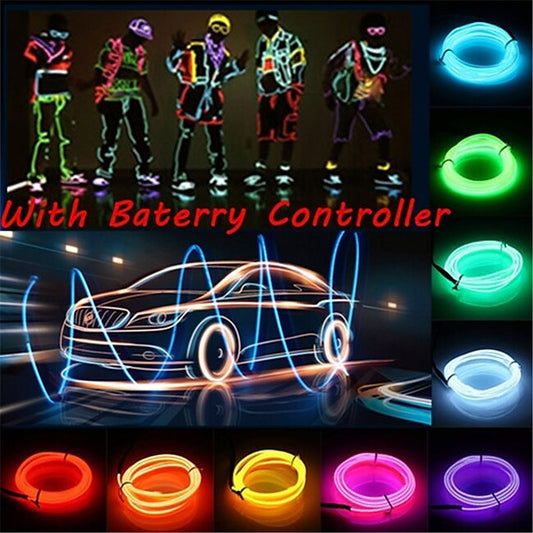 1M/2M/3M/5M LED EL Wire Stage Lights Glow Light Strip Flexible Neon for Party Christmas #9618110